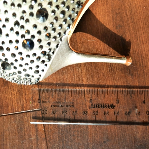 Silver Satin Sparkly Jewelled Heels - Picture 5 of 6